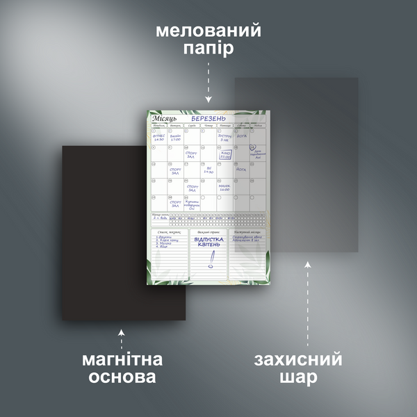 Магнітний планер на місяць 5в1 формат А3 на холодильник + маркер у подарунок zel1 фото