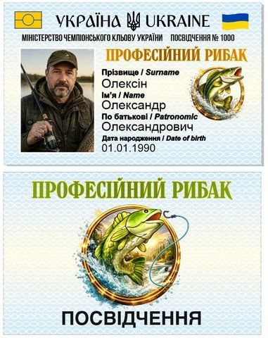 Пластикове посвідчення Рибака - жартівливе rubak1 фото